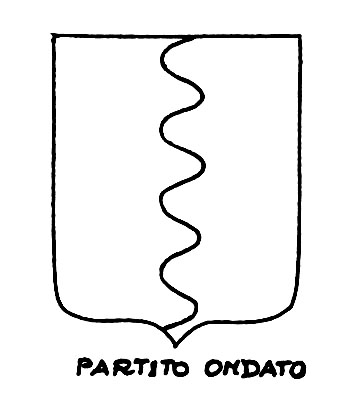 Image of the heraldic term: Partito ondato